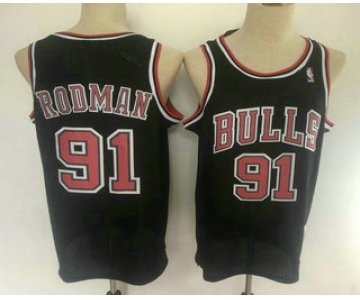 Men's Chicago Bulls #91 Dennis Rodman 1997-98 Black Hardwood Classics Soul Swingman Throwback Jersey