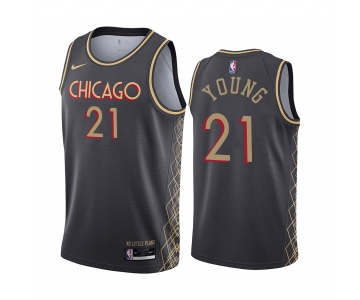 Nike Bulls #21 Thaddeus Young Black NBA Swingman 2020-21 City Edition Jersey