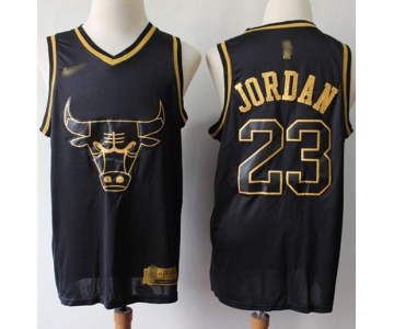 Nike Bulls #23 Michael Jordan Black Gold NBA Swingman Limited Edition Jersey