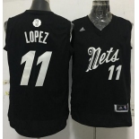 Men's Brooklyn Nets #11 Brook Lopez adidas Black 2016 Christmas Day Stitched NBA Swingman Jersey