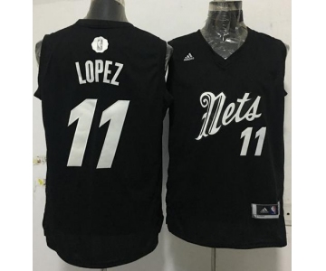 Men's Brooklyn Nets #11 Brook Lopez adidas Black 2016 Christmas Day Stitched NBA Swingman Jersey