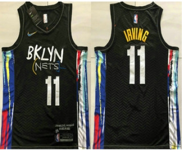 Men's Brooklyn Nets #11 Kyrie Irving NEW Black 2021 City Edition AU Stitched NBA Jersey