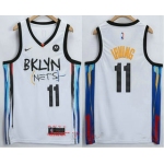 Men's Brooklyn Nets #11 Kyrie Irving NEW White 2021 City Edition Swingman Stitched NBA Jersey With The NEW Sponsor Logo