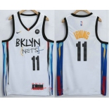 Men's Brooklyn Nets #11 Kyrie Irving NEW White 2021 City Edition Swingman Stitched NBA Jersey With The NEW Sponsor Logo