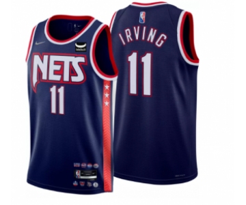 Men's Brooklyn Nets #11 Kyrie Irving  Navy 2021-22 Swingman City Edition 75th Anniversary Stitched Basketball Jersey