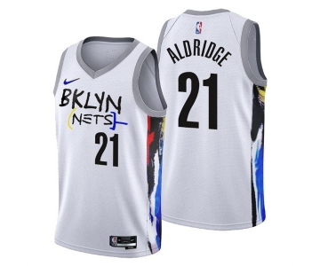 Men's Brooklyn Nets #21 LaMarcus Aldridge 2022-23 White City Edition Stitched