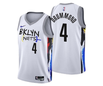 Men's Brooklyn Nets #4 Andre Drummond 2022-23 White City Edition Stitched Basketball Jersey