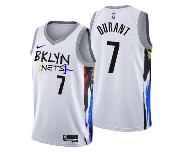 Men's Brooklyn Nets #7 Kevin Durant 2022-23 White City Edition Stitched Basketball Jersey