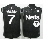 Men's Brooklyn Nets #7 Kevin Durant Black Nike Swingman 2021 Earned Edition Stitched Jersey With Sponsor Logo