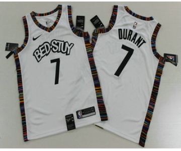 Men's Brooklyn Nets #7 Kevin Durant NEW White 2020 City Edition Swingman Printed NBA Jersey