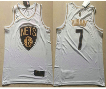 Men's Brooklyn Nets #7 Kevin Durant White Golden Nike Swingman Stitched NBA Jersey