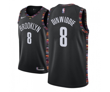 Men's Brooklyn Nets #8 Spencer Dinwiddie Black City Edition Nike Swingman Jersey