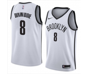 Men's Brooklyn Nets #8 Spencer Dinwiddie Swingman White Icon Edition Nike Jersey