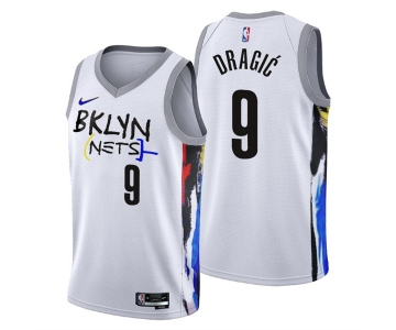 Men's Brooklyn Nets #9 Goran Dragic 2022-23 White City Edition Stitched Basketball Jersey