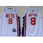 New Jersey Nets #8 Deron Williams ABA Hardwood Classic White Swingman Jersey