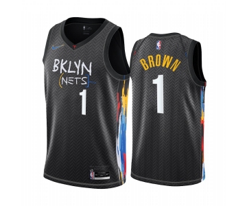 Nike Brooklyn Nets #1 Bruce Brown Black NBA Swingman 2020-21 City Edition Jersey