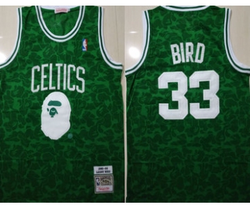 Celtics Bape 33 Larry Bird Green 1985-86 Hardwood Classics Jersey