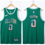Men's Boston Celtics #0 Jayson Tatum USA Flag Green Stitched Jersey