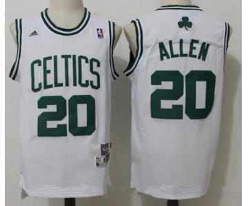 Men's Boston Celtics #20 Ray Allen White Hardwood Classics Soul Swingman Stitched NBA Throwback Jersey