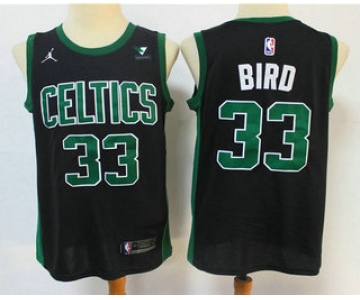 Men's Boston Celtics #33 Larry Bird Black 2021 Brand Jordan Swingman Stitched NBA Jersey With NEW Sponsor Logo