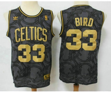 Men's Boston Celtics #33 Larry Bird Black Golden Hardwood Classics Soul Swingman Throwback Jersey