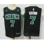 Men's Boston Celtics #7 Jaylen Brown Black 2021 Brand Jordan Swingman Stitched NBA Jersey With NEW Sponsor Logo