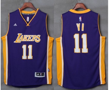 Lakers #11 Yi Jianlian Purple Stitched NBA Jersey