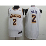 Lakers 2 Lonzo Ball White 2018-19 Nike Authentic Jersey