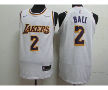 Lakers 2 Lonzo Ball White 2018-19 Nike Authentic Jersey