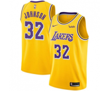 Lakers #32 Magic Johnson Gold Basketball Swingman Icon Edition Jersey