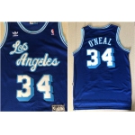 Lakers 34 Shaquille O'Neal Blue Hardwood Classics Mesh Jersey