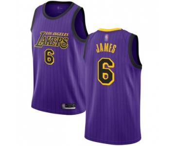 Lakers #6 LeBron James Purple Basketball Swingman City Edition 2018-19 Jersey