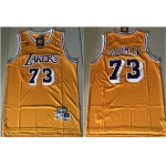 Lakers 73 Dennis Rodman Yellow Hardwood Classics Jersey