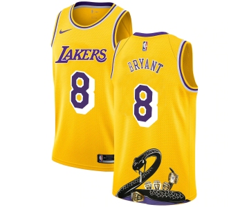 Lakers 8 Kobe Bryant Yellow Nike R.I.P Swingman Fashion Jersey