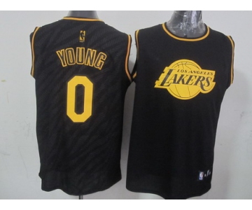 Los Angeles Lakers #0 Nick Young Revolution 30 Swingman 2014 Black With Gold Jersey