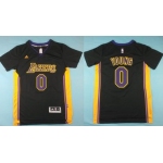 Los Angeles Lakers #0 Nick Young Revolution 30 Swingman 2014 New Black With Purple Short-Sleeved Jersey