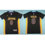 Los Angeles Lakers #0 Nick Young Revolution 30 Swingman 2014 New Black With Purple Short-Sleeved Jersey