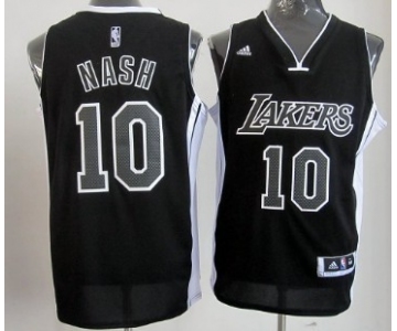 Los Angeles Lakers #10 Steve Nash Revolution 30 Swingman  All Black With White Jersey