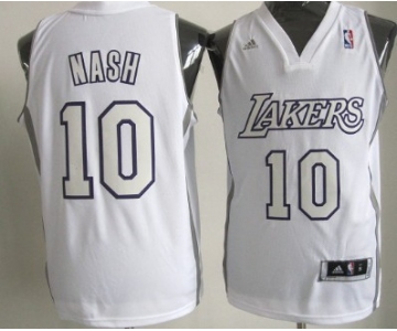 Los Angeles Lakers #10 Steve Nash Revolution 30 Swingman White Big Color Jersey