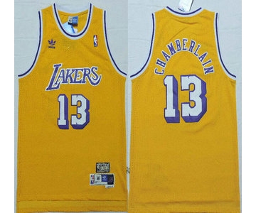 Los Angeles Lakers #13 Wilt Chamberlain 1996-97 Yellow Hardwood Classics Soul Swingman Throwback Jersey