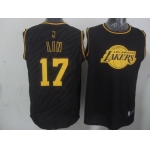 Los Angeles Lakers #17 Jeremy Lin Revolution 30 Swingman 2014 Black With Gold Jersey