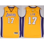 Los Angeles Lakers #17 Jeremy Lin Revolution 30 Swingman 2014 New Yellow Jersey