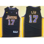 Los Angeles Lakers #17 Jeremy Lin Revolution 30 Swingman Black With Purple Jersey