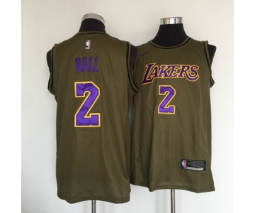 Los Angeles Lakers #2 Lonzo Ball Olive Nike Swingman Jersey