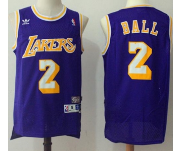 Los Angeles Lakers #2 Lonzo Ball Purple Throwback Stitched NBA Jersey