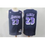 Los Angeles Lakers #23 LeBron James Navy BlueThrowback Stitched NBA Jersey