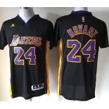 Los Angeles Lakers #24 Kobe Bryant Revolution 30 Swingman 2014 New Black With Purple Short-Sleeved Jersey
