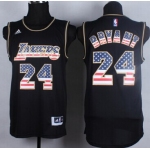 Los Angeles Lakers #24 Kobe Bryant Revolution 30 Swingman 2014 USA Flag Fashion Black Jersey