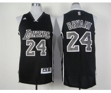 Los Angeles Lakers #24 Kobe Bryant Revolution 30 Swingman All Black With White Jersey