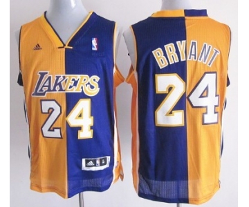 Los Angeles Lakers #24 Kobe Bryant Revolution 30 Swingman Yellow/Purple Two Tone Jersey